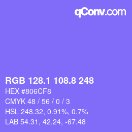カラーコード: RGB 128.1 108.8 248 | qconv.com