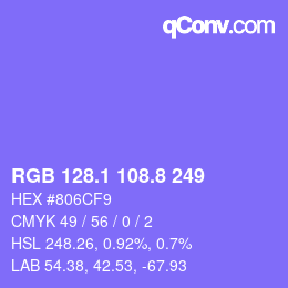 カラーコード: RGB 128.1 108.8 249 | qconv.com