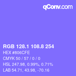 カラーコード: RGB 128.1 108.8 254 | qconv.com
