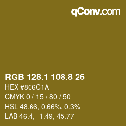 Color code: RGB 128.1 108.8 26 | qconv.com