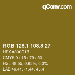 Color code: RGB 128.1 108.8 27 | qconv.com