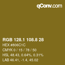 Color code: RGB 128.1 108.8 28 | qconv.com