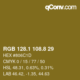カラーコード: RGB 128.1 108.8 29 | qconv.com