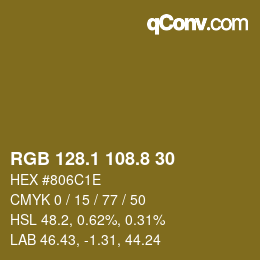 カラーコード: RGB 128.1 108.8 30 | qconv.com