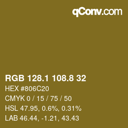Color code: RGB 128.1 108.8 32 | qconv.com