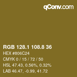 カラーコード: RGB 128.1 108.8 36 | qconv.com
