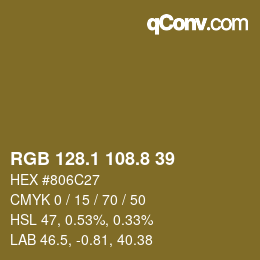 Color code: RGB 128.1 108.8 39 | qconv.com