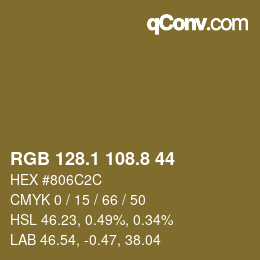 Color code: RGB 128.1 108.8 44 | qconv.com