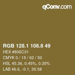 Color code: RGB 128.1 108.8 49 | qconv.com