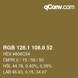 Color code: RGB 128.1 108.8 52 | qconv.com