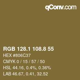 Color code: RGB 128.1 108.8 55 | qconv.com