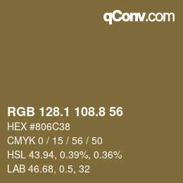カラーコード: RGB 128.1 108.8 56 | qconv.com