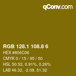 カラーコード: RGB 128.1 108.8 6 | qconv.com