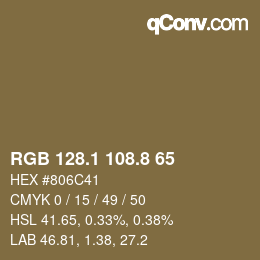 Color code: RGB 128.1 108.8 65 | qconv.com