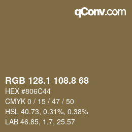 Color code: RGB 128.1 108.8 68 | qconv.com