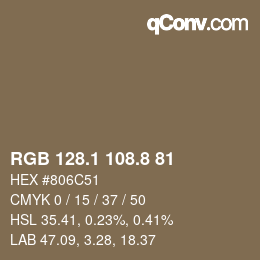Farbcode: RGB 128.1 108.8 81 | qconv.com