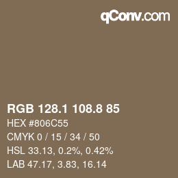 Farbcode: RGB 128.1 108.8 85 | qconv.com
