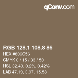 Color code: RGB 128.1 108.8 86 | qconv.com