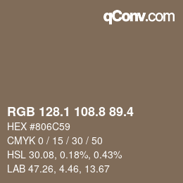 カラーコード: RGB 128.1 108.8 89.4 | qconv.com