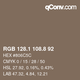 Color code: RGB 128.1 108.8 92 | qconv.com