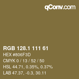 カラーコード: RGB 128.1 111 61 | qconv.com