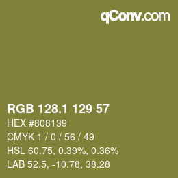 カラーコード: RGB 128.1 129 57 | qconv.com