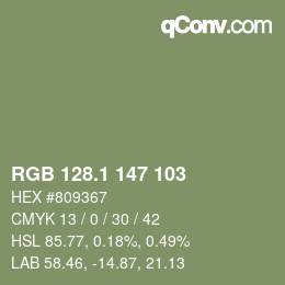 カラーコード: RGB 128.1 147 103 | qconv.com