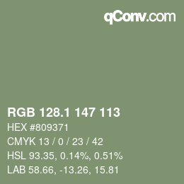 カラーコード: RGB 128.1 147 113 | qconv.com