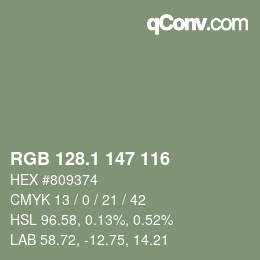 Color code: RGB 128.1 147 116 | qconv.com