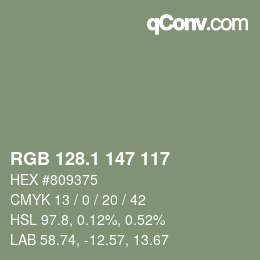 カラーコード: RGB 128.1 147 117 | qconv.com