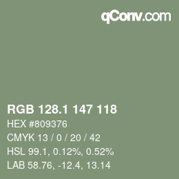 カラーコード: RGB 128.1 147 118 | qconv.com