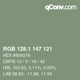 Color code: RGB 128.1 147 121 | qconv.com
