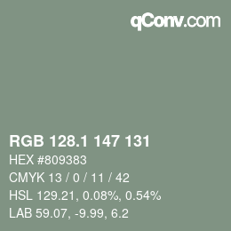 カラーコード: RGB 128.1 147 131 | qconv.com