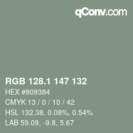 カラーコード: RGB 128.1 147 132 | qconv.com