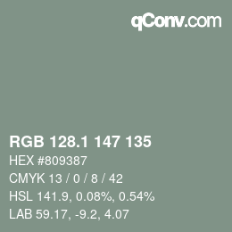 Color code: RGB 128.1 147 135 | qconv.com
