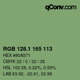 カラーコード: RGB 128.1 165 113 | qconv.com