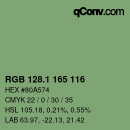 カラーコード: RGB 128.1 165 116 | qconv.com
