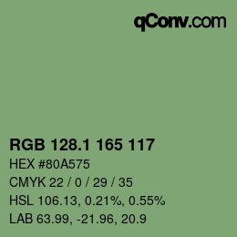 カラーコード: RGB 128.1 165 117 | qconv.com