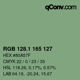 カラーコード: RGB 128.1 165 127 | qconv.com