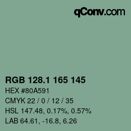 カラーコード: RGB 128.1 165 145 | qconv.com