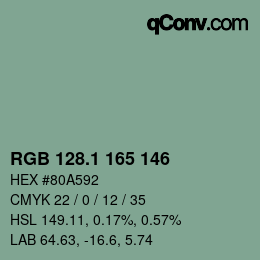カラーコード: RGB 128.1 165 146 | qconv.com
