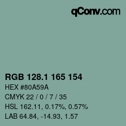 カラーコード: RGB 128.1 165 154 | qconv.com
