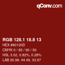 カラーコード: RGB 128.1 18.8 13 | qconv.com