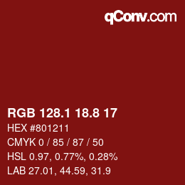 カラーコード: RGB 128.1 18.8 17 | qconv.com