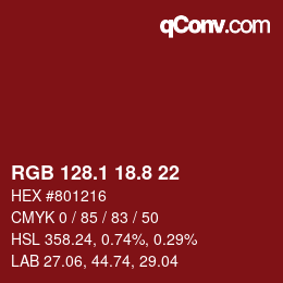カラーコード: RGB 128.1 18.8 22 | qconv.com