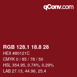 カラーコード: RGB 128.1 18.8 28 | qconv.com