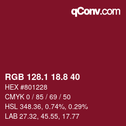 カラーコード: RGB 128.1 18.8 40 | qconv.com