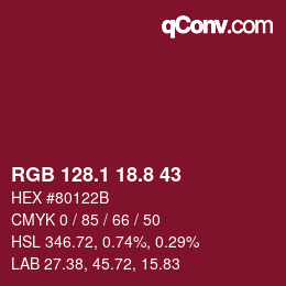 カラーコード: RGB 128.1 18.8 43 | qconv.com