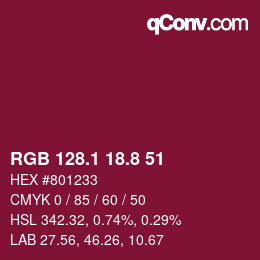 カラーコード: RGB 128.1 18.8 51 | qconv.com