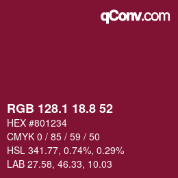 カラーコード: RGB 128.1 18.8 52 | qconv.com